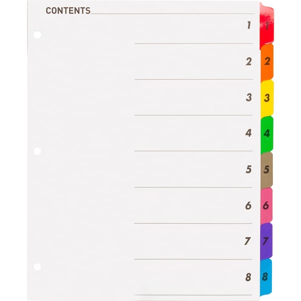 Business Source Table of Content Quick Index Dividers Printed Tab(s), PK8 21901 - main